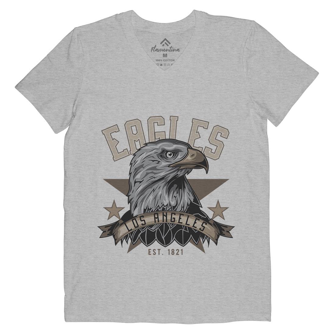 Eagle Mens Organic V-Neck T-Shirt Animals B119