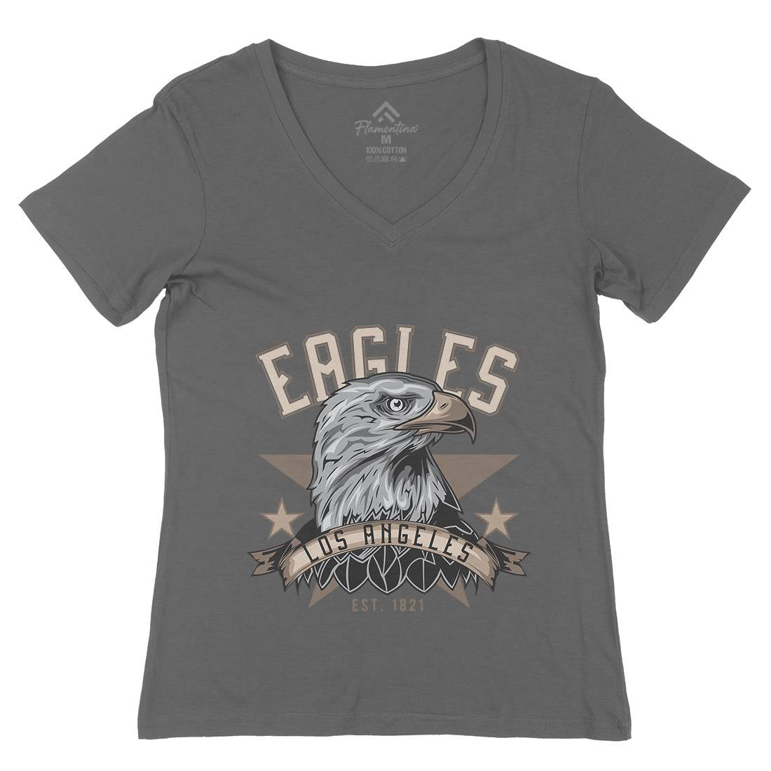 Eagle Womens Organic V-Neck T-Shirt Animals B119