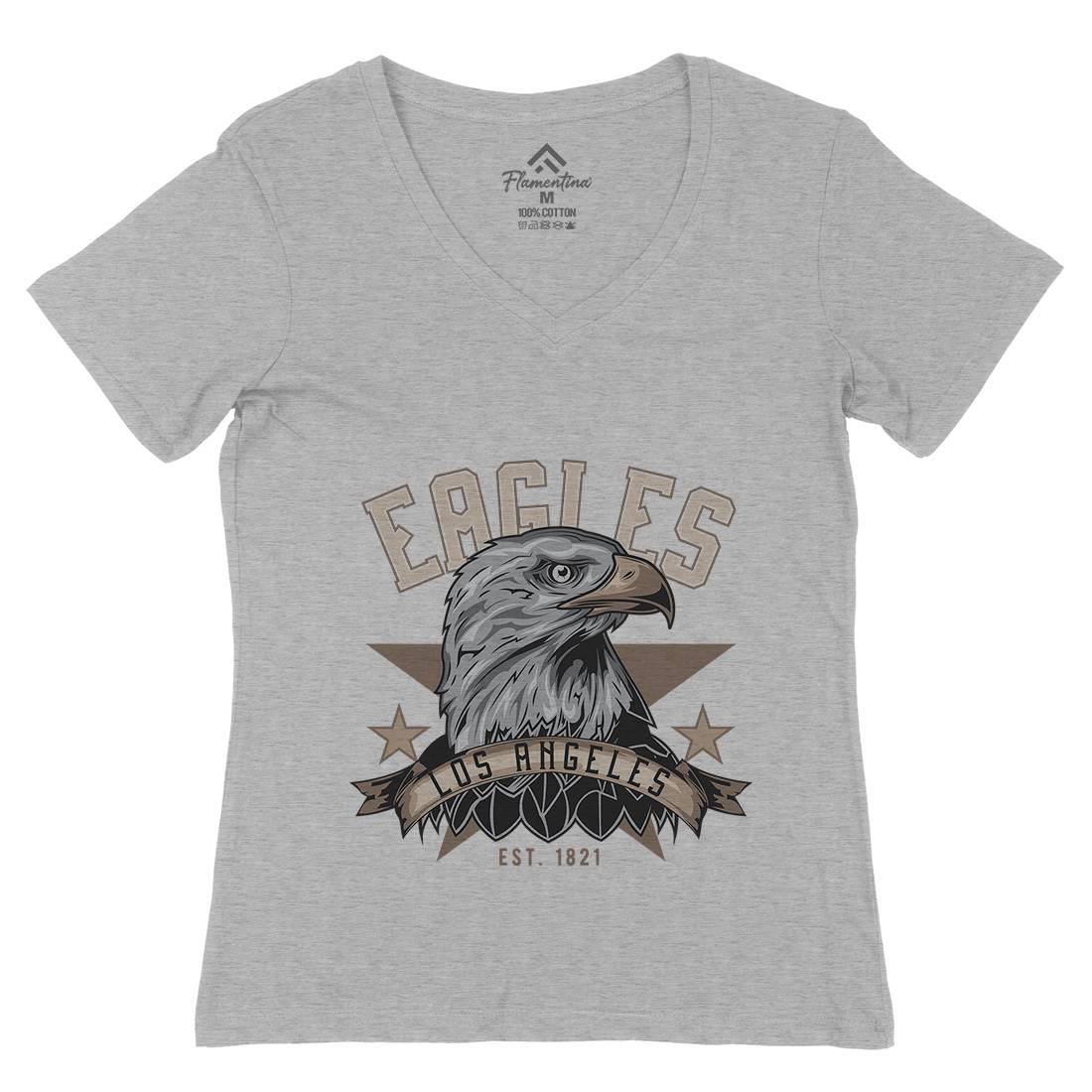 Eagle Womens Organic V-Neck T-Shirt Animals B119