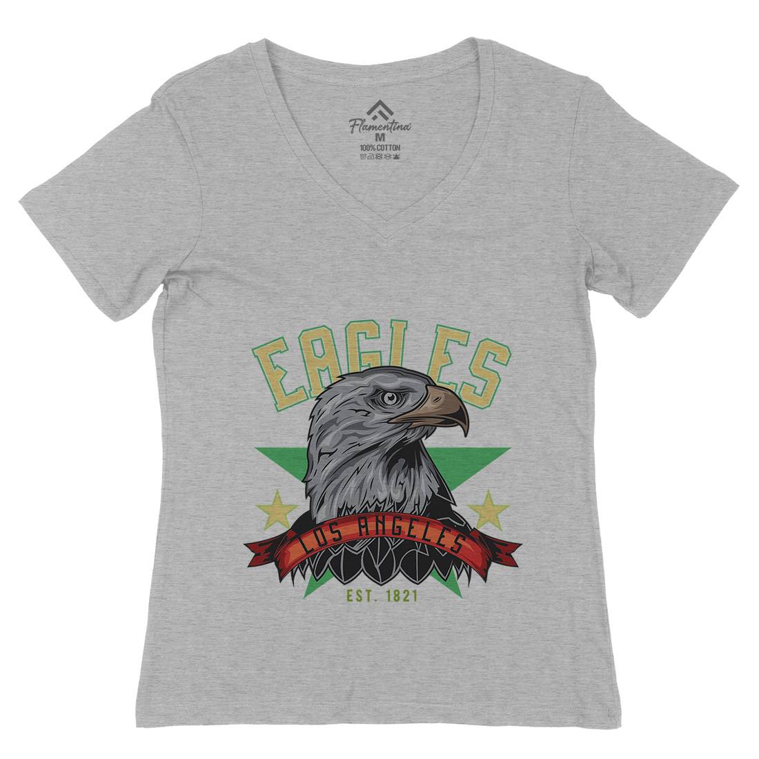 Eagle Womens Organic V-Neck T-Shirt Animals B121