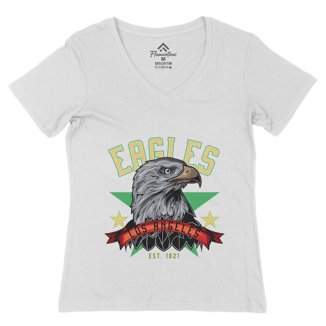 Eagle Womens Organic V-Neck T-Shirt Animals B121