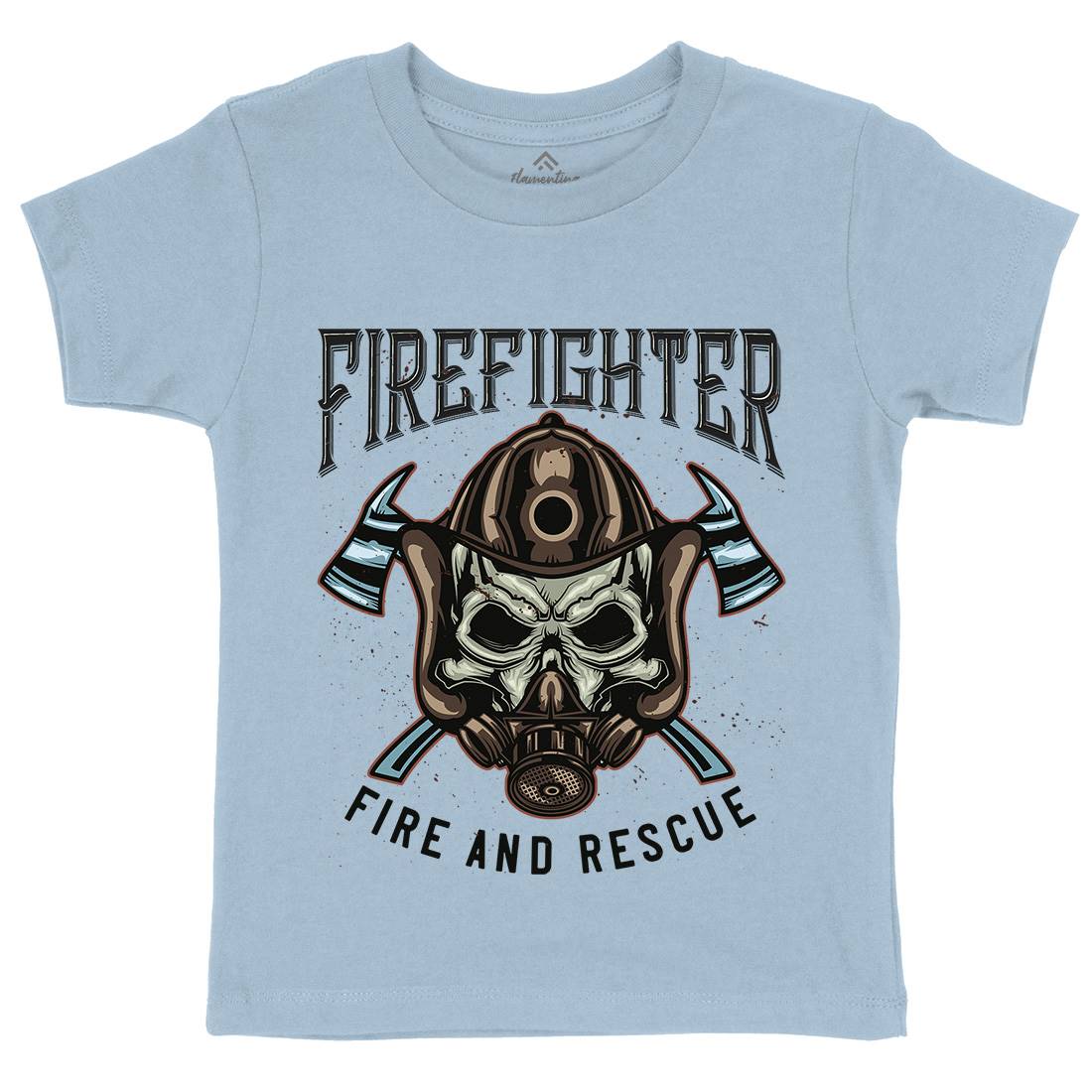 Fire Fighter Kids Organic Crew Neck T-Shirt Firefighters B122