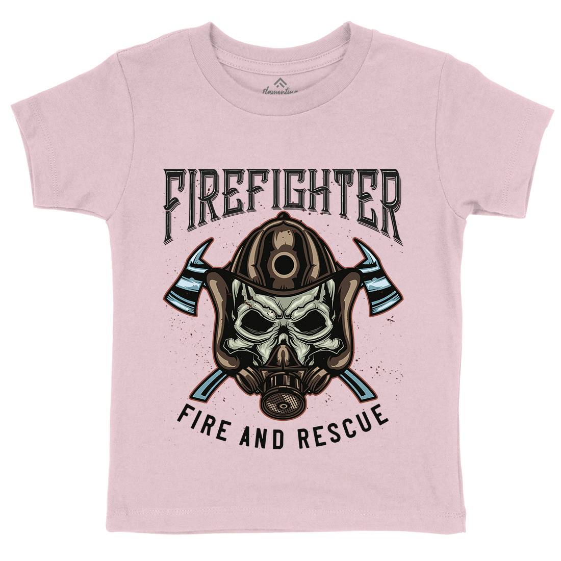 Fire Fighter Kids Organic Crew Neck T-Shirt Firefighters B122
