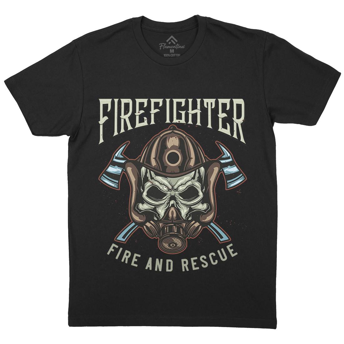 Fire Fighter Mens Organic Crew Neck T-Shirt Firefighters B122