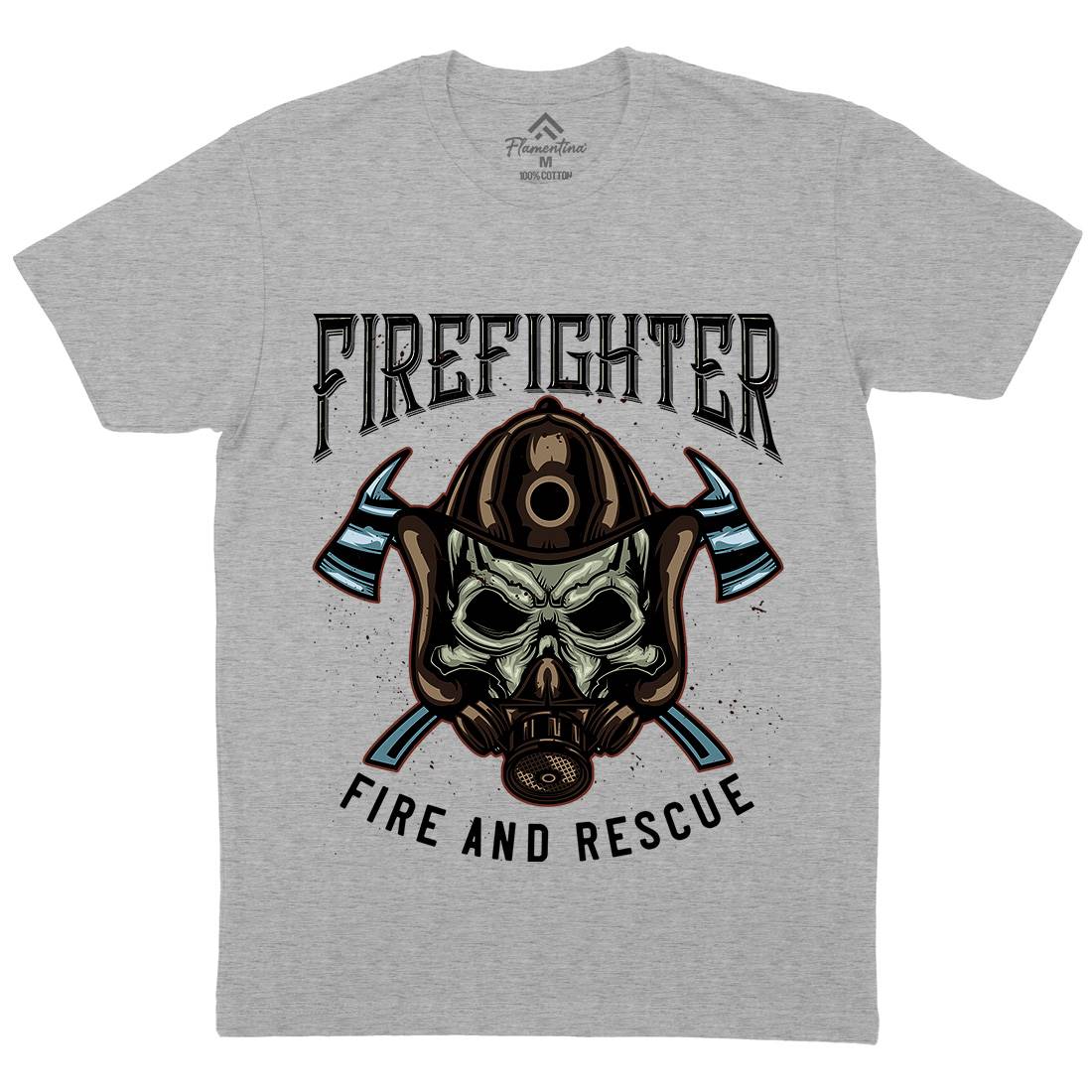 Fire Fighter Mens Organic Crew Neck T-Shirt Firefighters B122