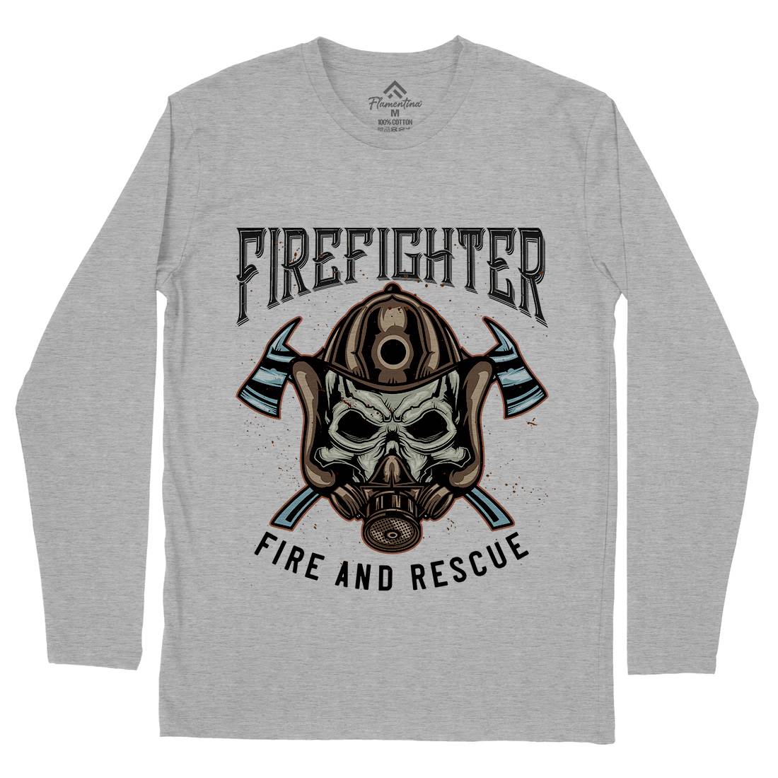Fire Fighter Mens Long Sleeve T-Shirt Firefighters B122