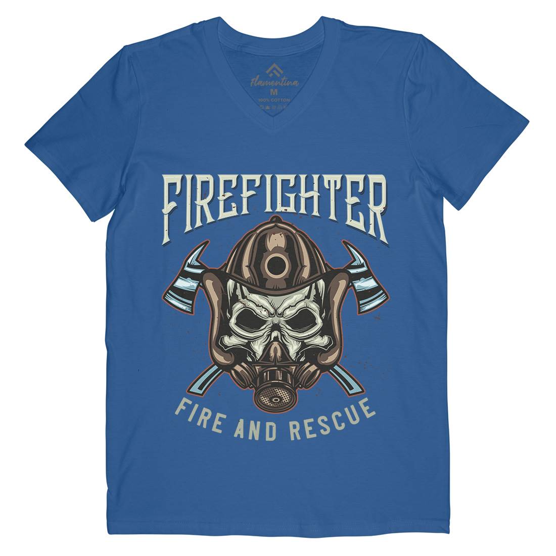 Fire Fighter Mens V-Neck T-Shirt Firefighters B122