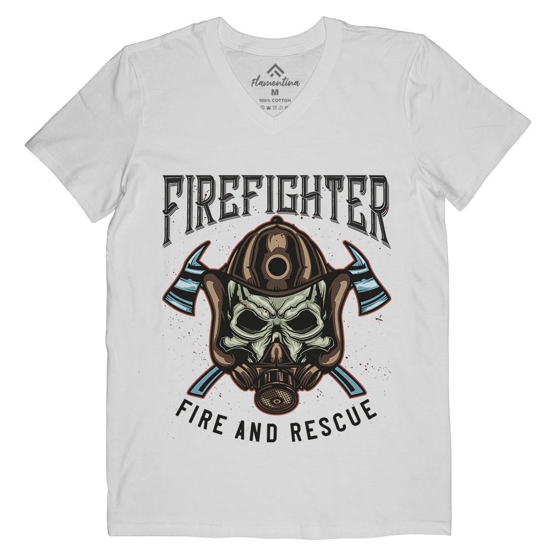 Fire Fighter Mens V-Neck T-Shirt Firefighters B122