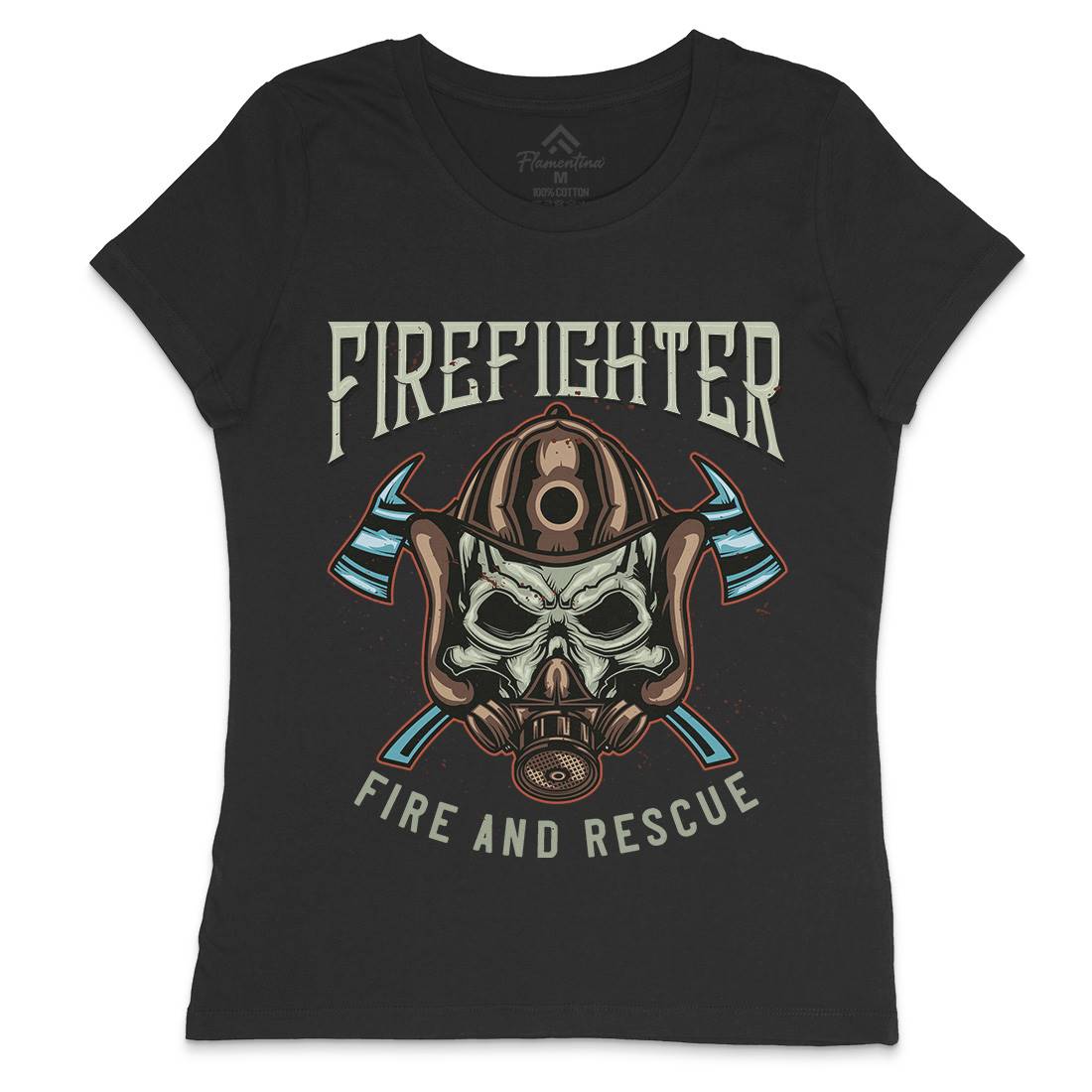 Fire Fighter Womens Crew Neck T-Shirt Firefighters B122