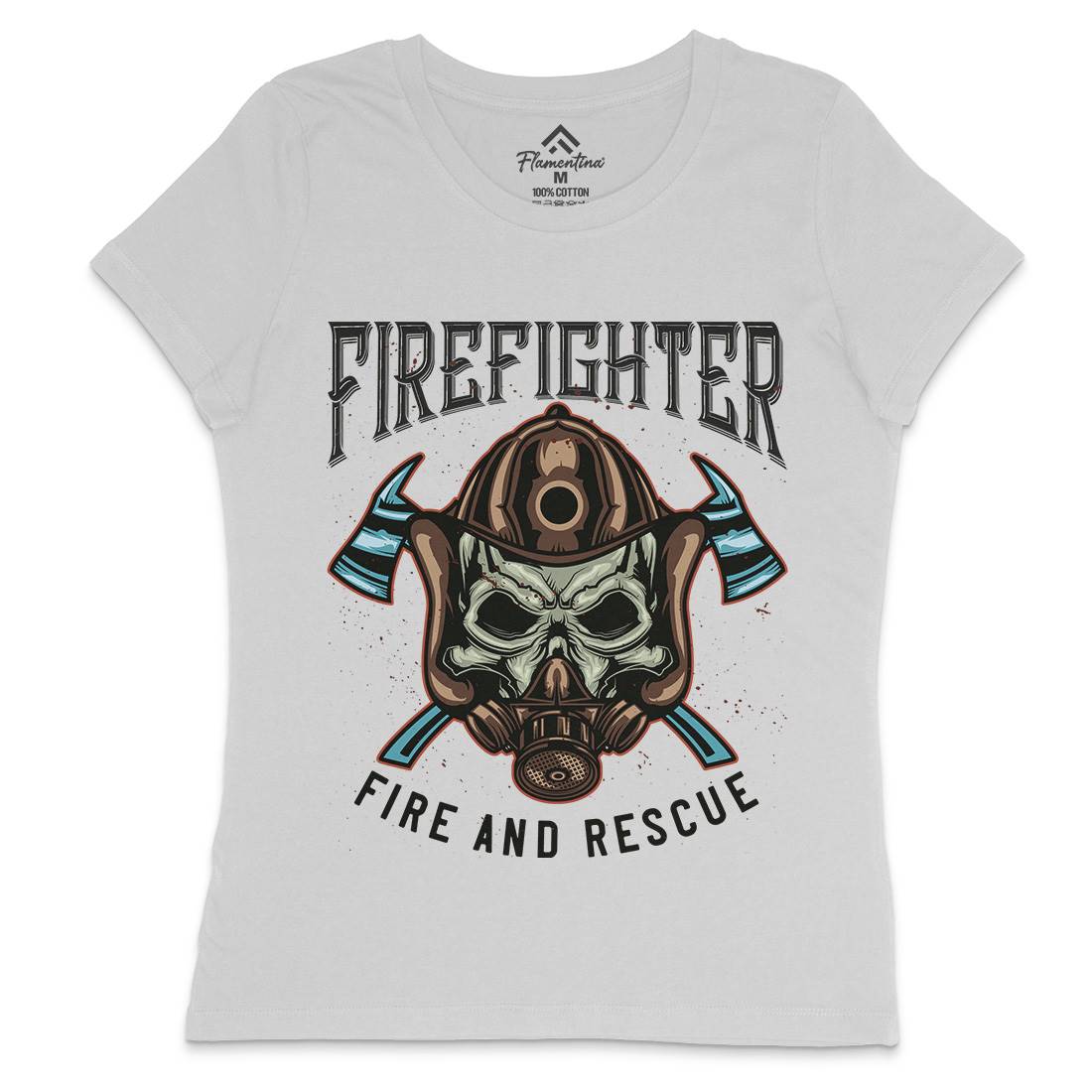 Fire Fighter Womens Crew Neck T-Shirt Firefighters B122