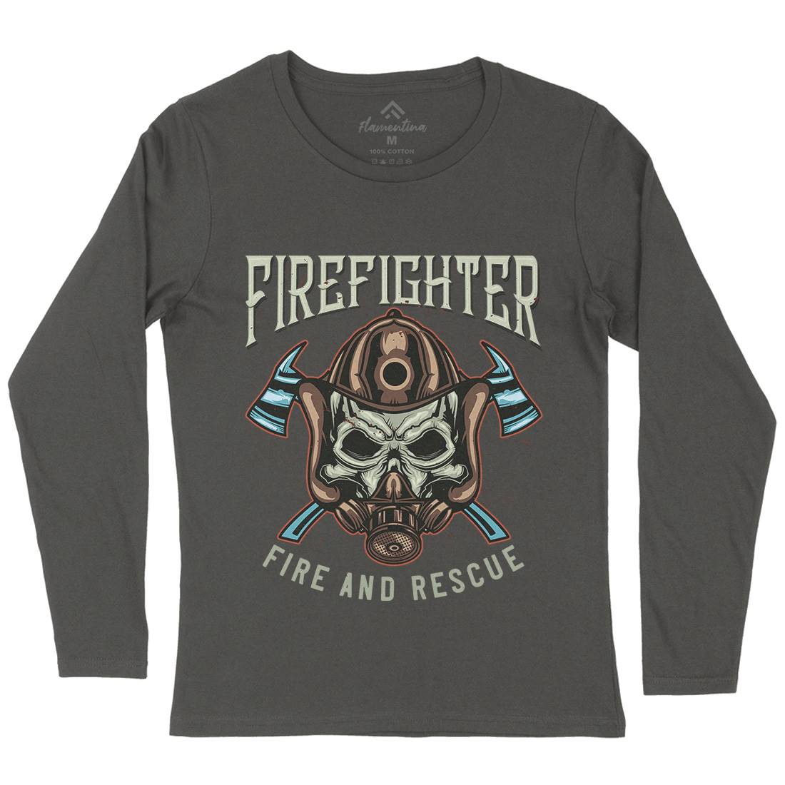 Fire Fighter Womens Long Sleeve T-Shirt Firefighters B122