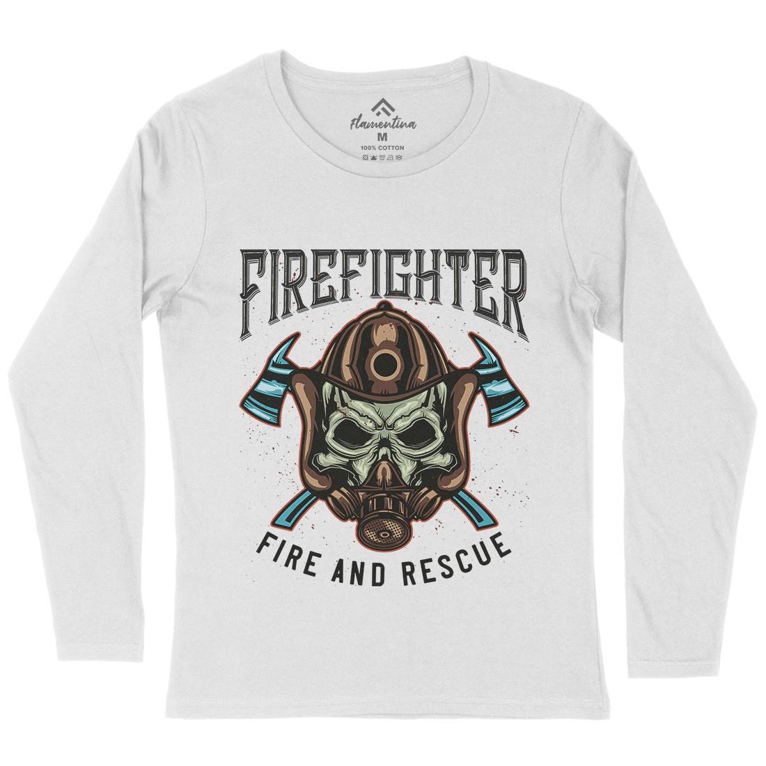 Fire Fighter Womens Long Sleeve T-Shirt Firefighters B122