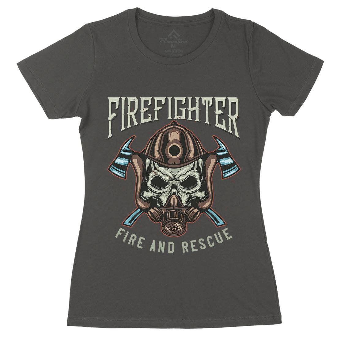 Fire Fighter Womens Organic Crew Neck T-Shirt Firefighters B122