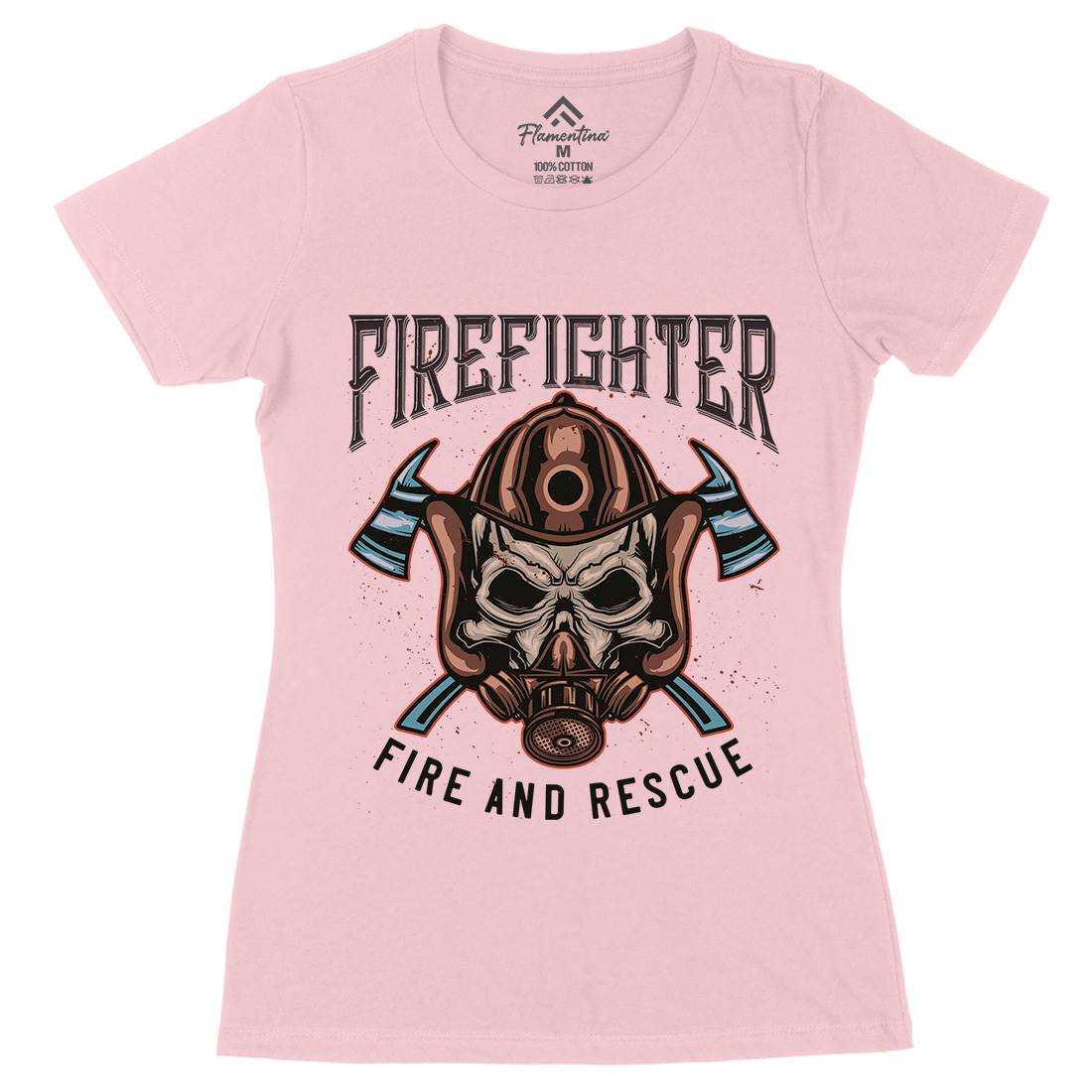 Fire Fighter Womens Organic Crew Neck T-Shirt Firefighters B122