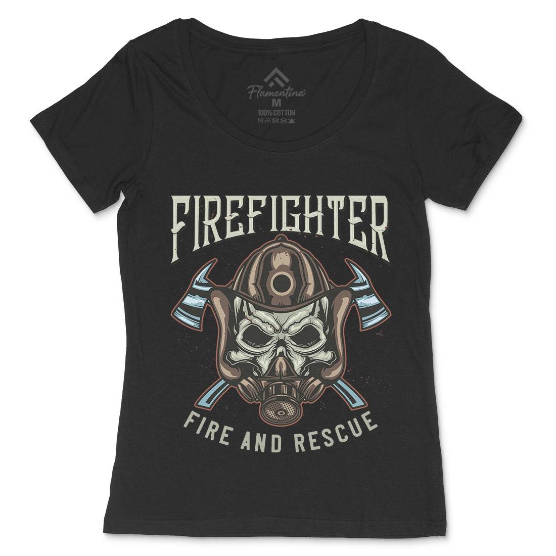 Fire Fighter Womens Scoop Neck T-Shirt Firefighters B122
