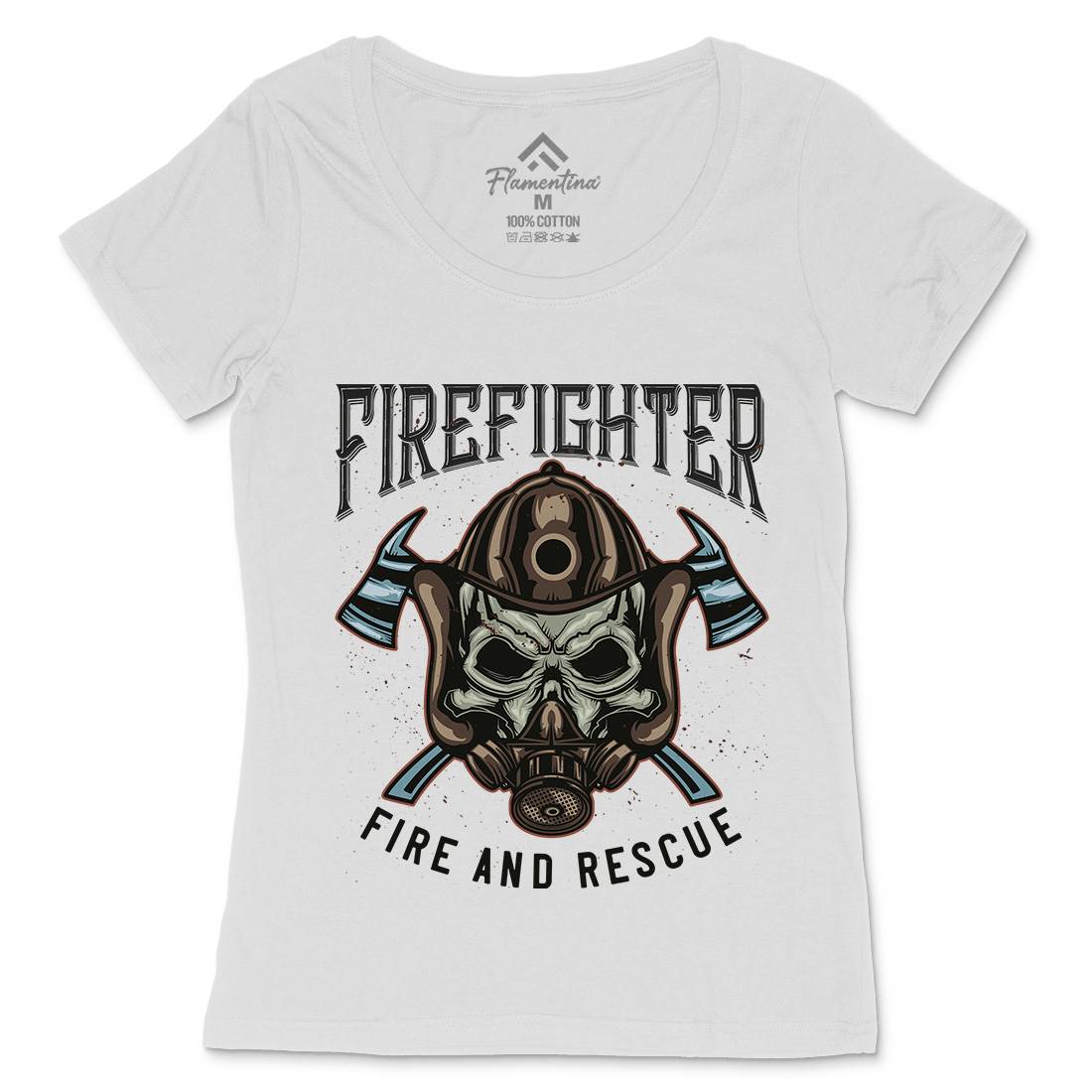 Fire Fighter Womens Scoop Neck T-Shirt Firefighters B122
