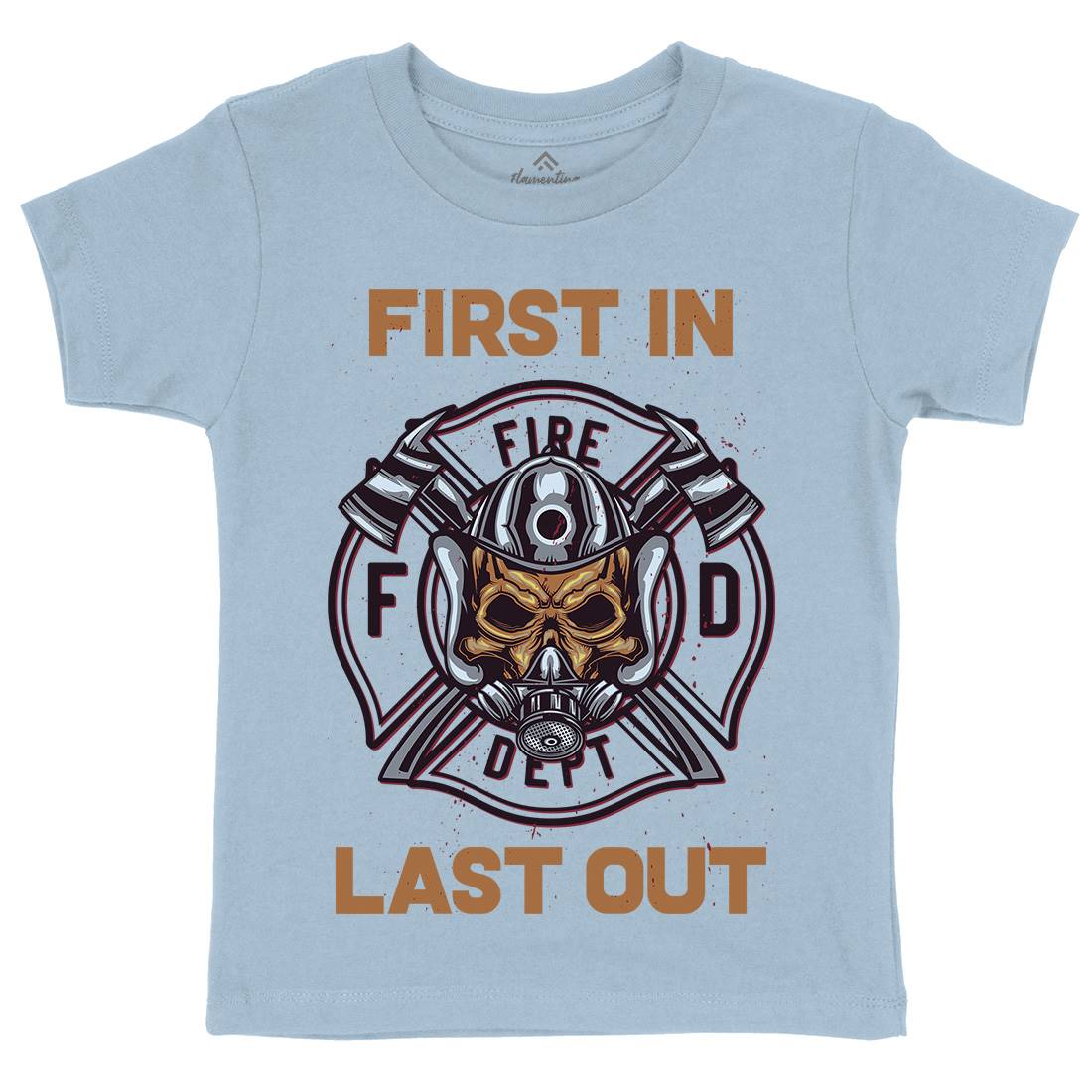Fire Fighter Kids Organic Crew Neck T-Shirt Firefighters B124