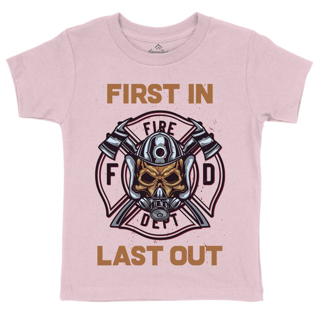 Fire Fighter Kids Organic Crew Neck T-Shirt Firefighters B124