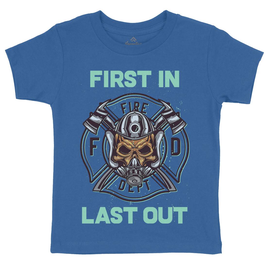 Fire Fighter Kids Crew Neck T-Shirt Firefighters B124