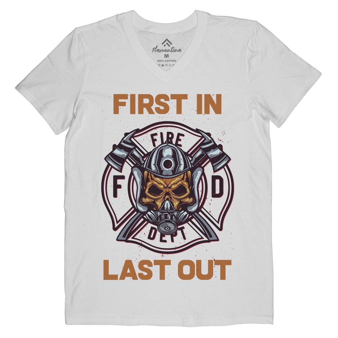 Fire Fighter Mens V-Neck T-Shirt Firefighters B124