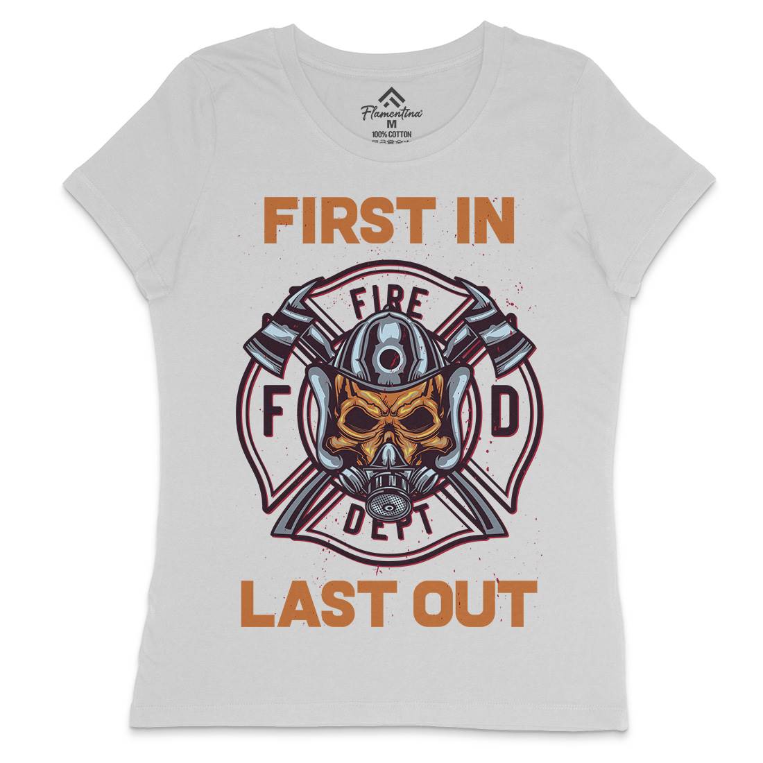 Fire Fighter Womens Crew Neck T-Shirt Firefighters B124