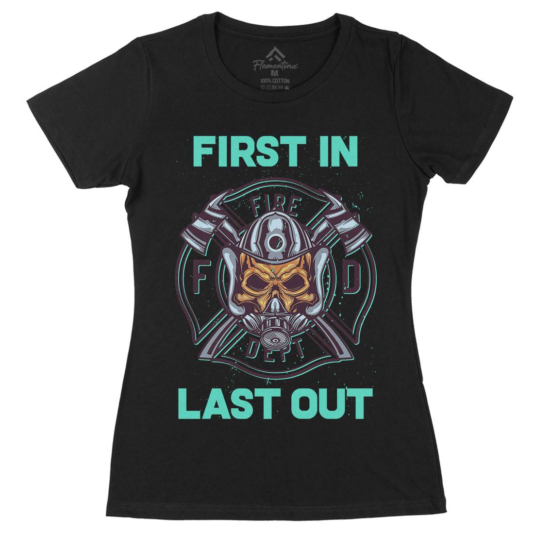 Fire Fighter Womens Organic Crew Neck T-Shirt Firefighters B124