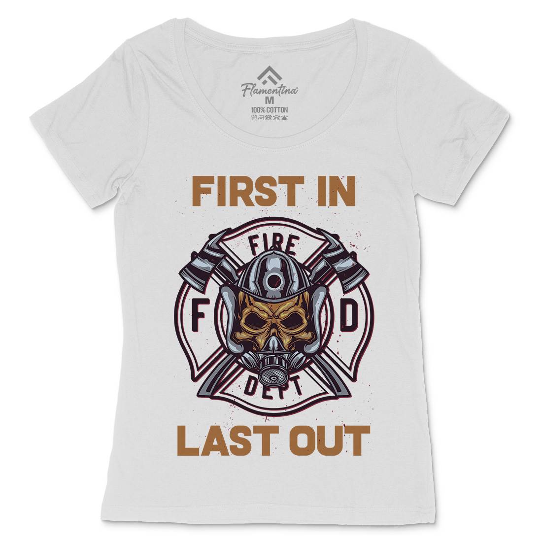 Fire Fighter Womens Scoop Neck T-Shirt Firefighters B124