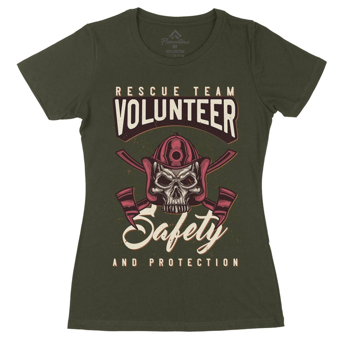 Fire Fighter Womens Organic Crew Neck T-Shirt Firefighters B125