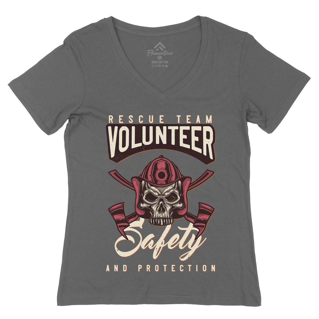Fire Fighter Womens Organic V-Neck T-Shirt Firefighters B125