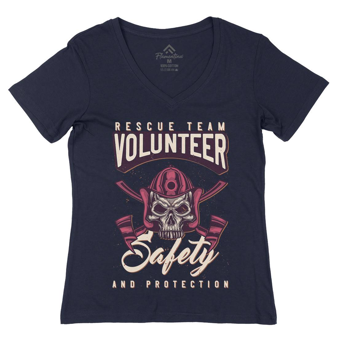 Fire Fighter Womens Organic V-Neck T-Shirt Firefighters B125
