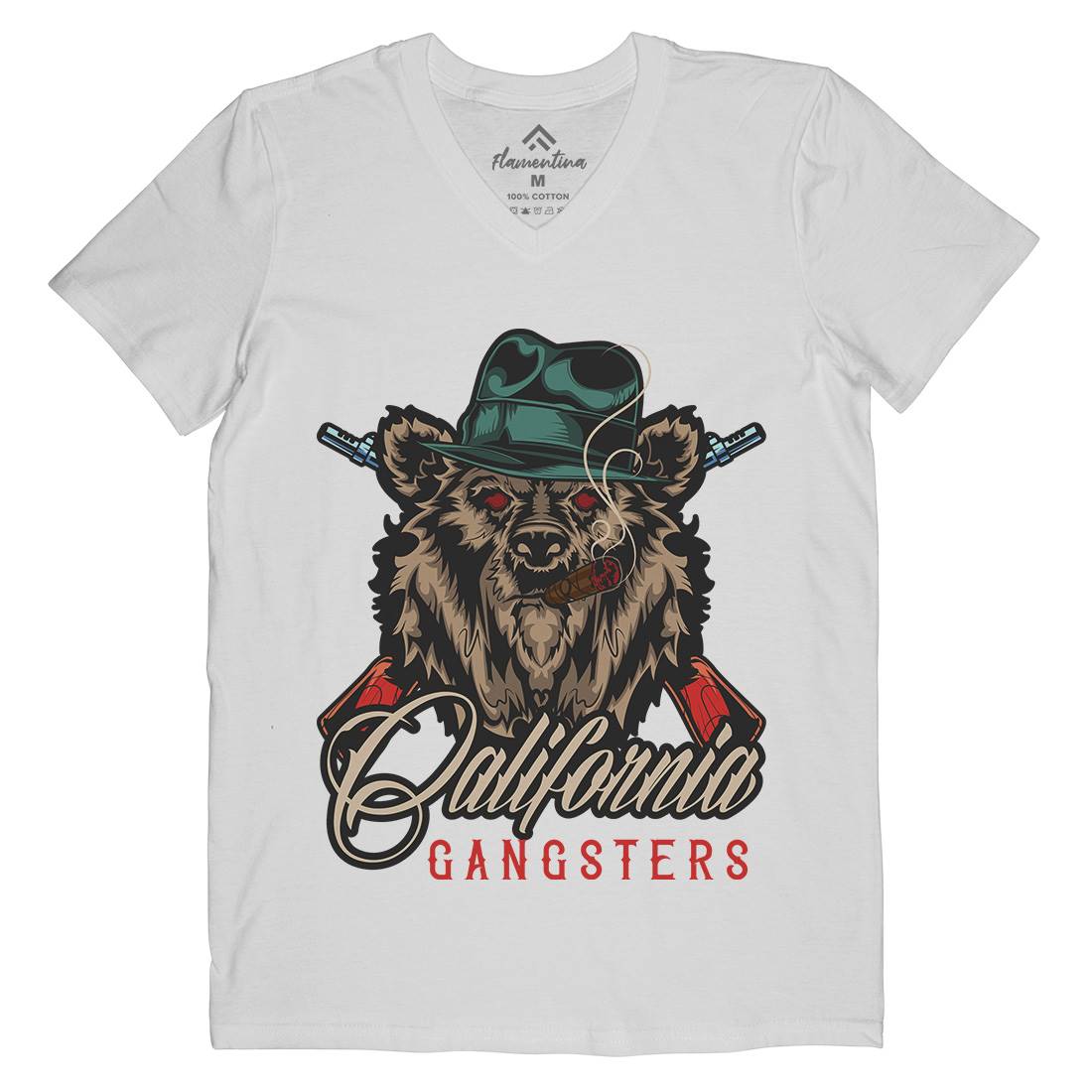 Gangster Mens Organic V-Neck T-Shirt American B126