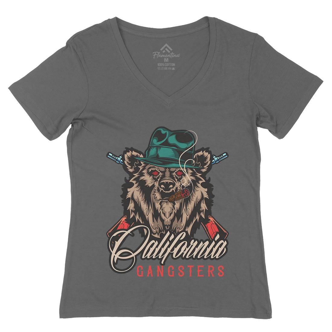 Gangster Womens Organic V-Neck T-Shirt American B126