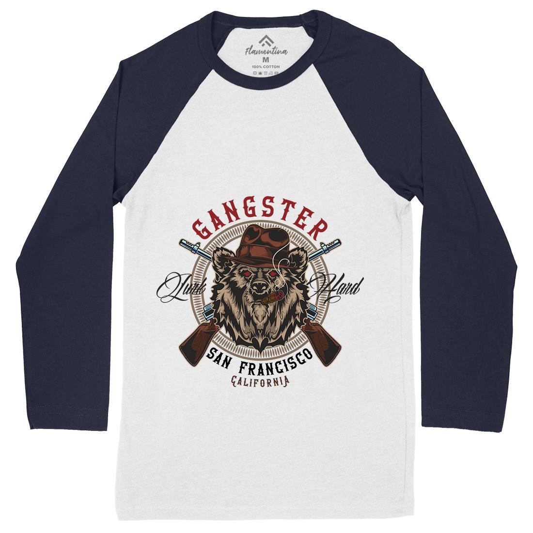 Gangster Mens Long Sleeve Baseball T-Shirt American B127