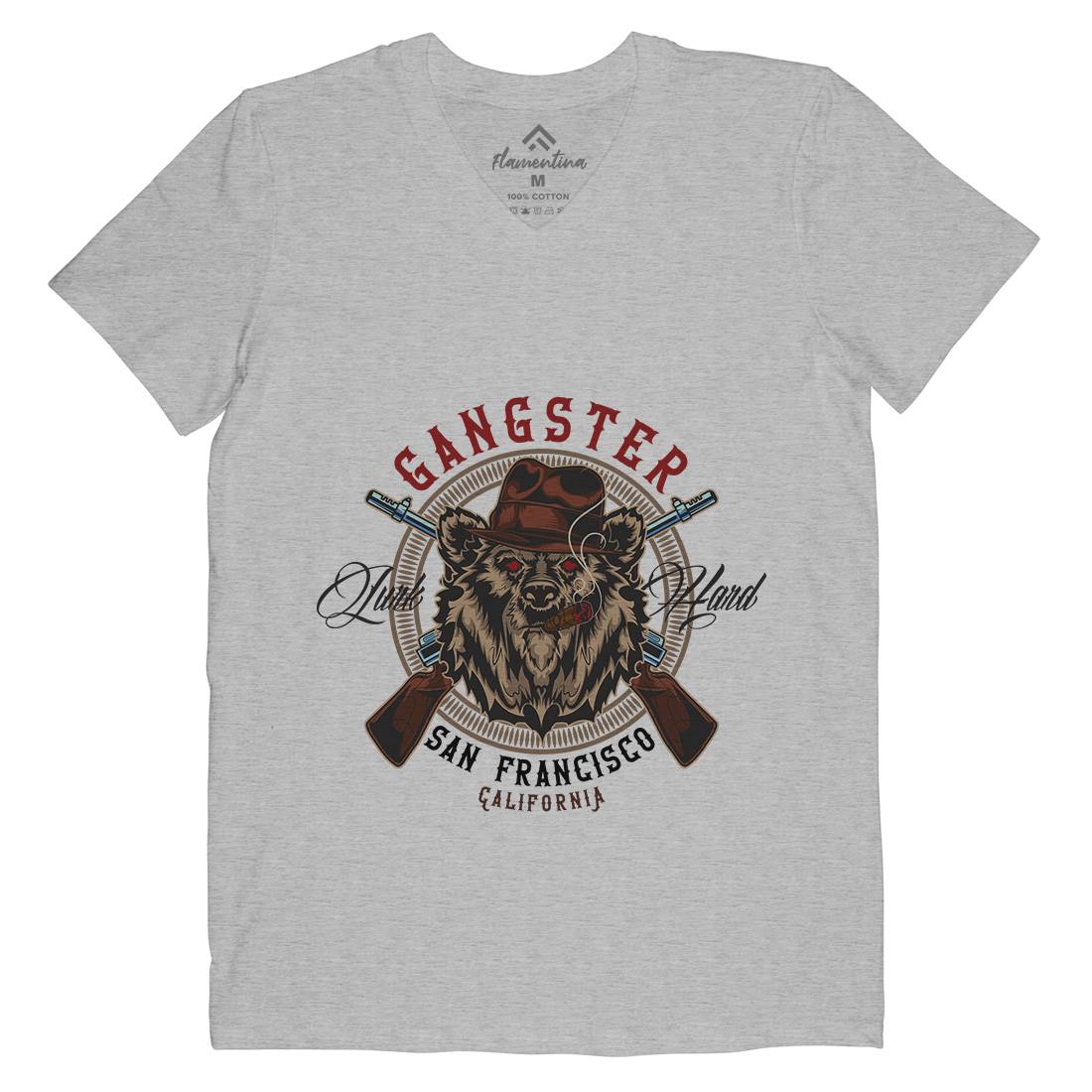 Gangster Mens Organic V-Neck T-Shirt American B127