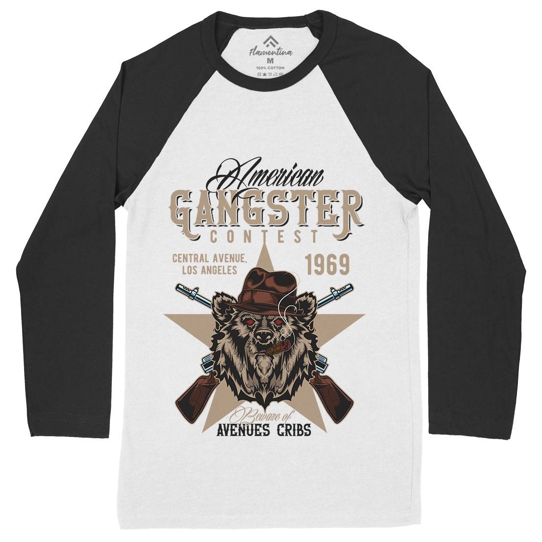 Gangster Mens Long Sleeve Baseball T-Shirt American B128