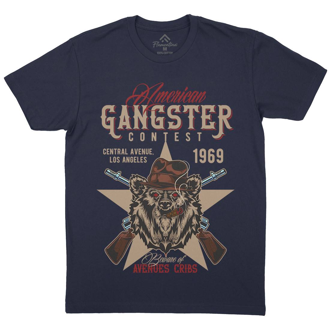 Gangster Mens Organic Crew Neck T-Shirt American B128