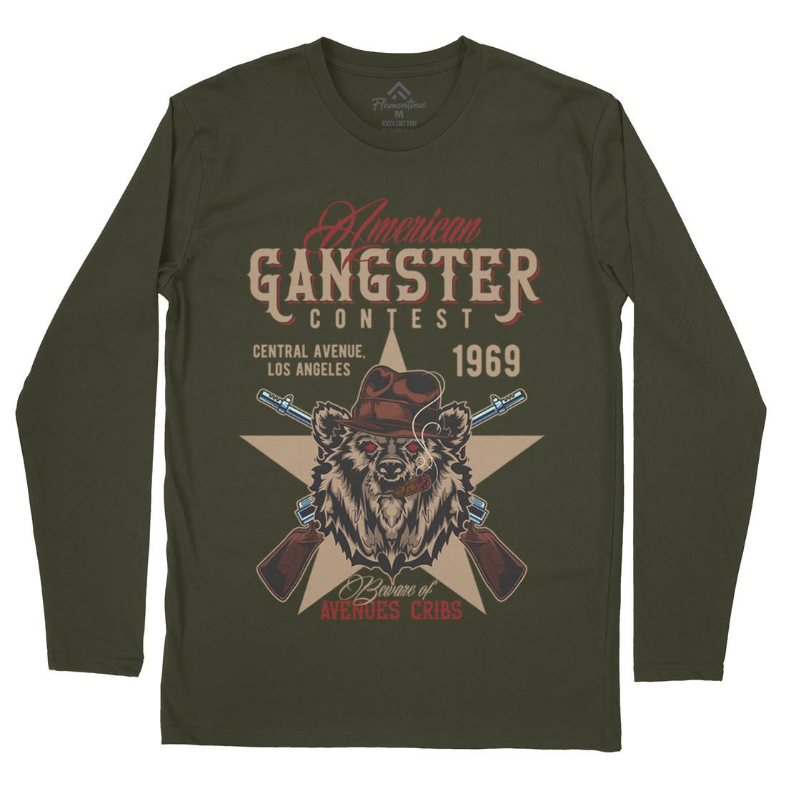 Gangster Mens Long Sleeve T-Shirt American B128