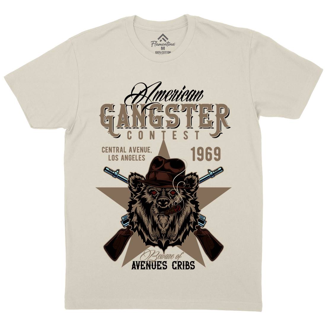 Gangster Mens Organic Crew Neck T-Shirt American B128