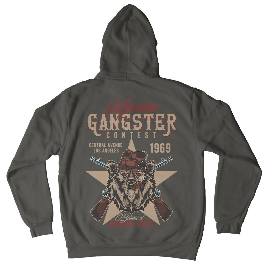 Gangster Mens Hoodie With Pocket American B128