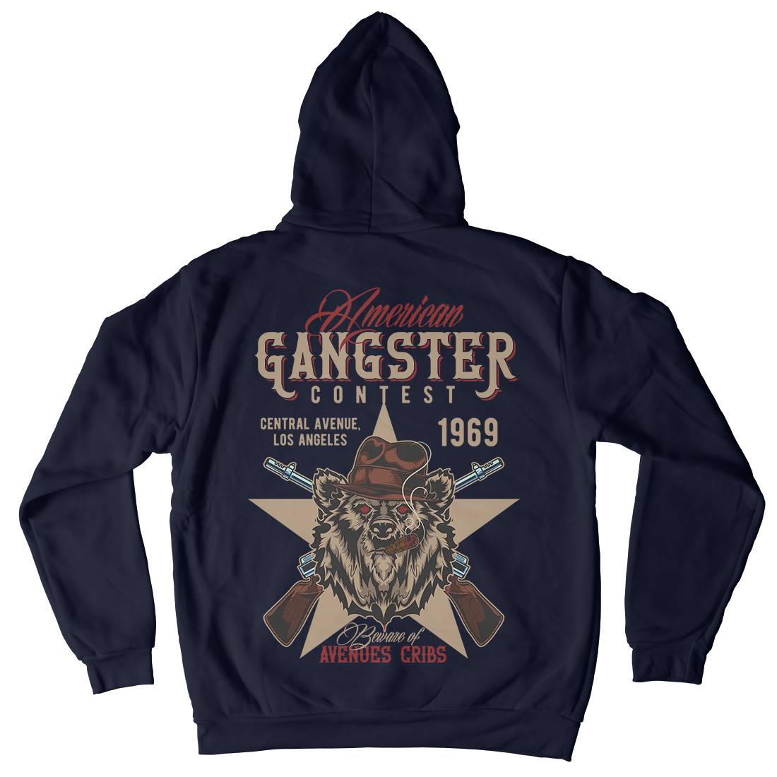 Gangster Mens Hoodie With Pocket American B128