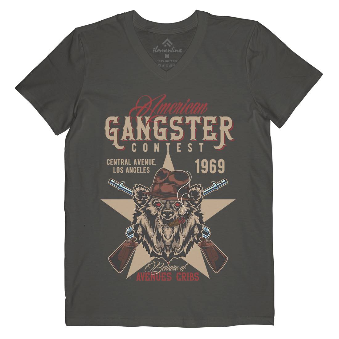 Gangster Mens V-Neck T-Shirt American B128