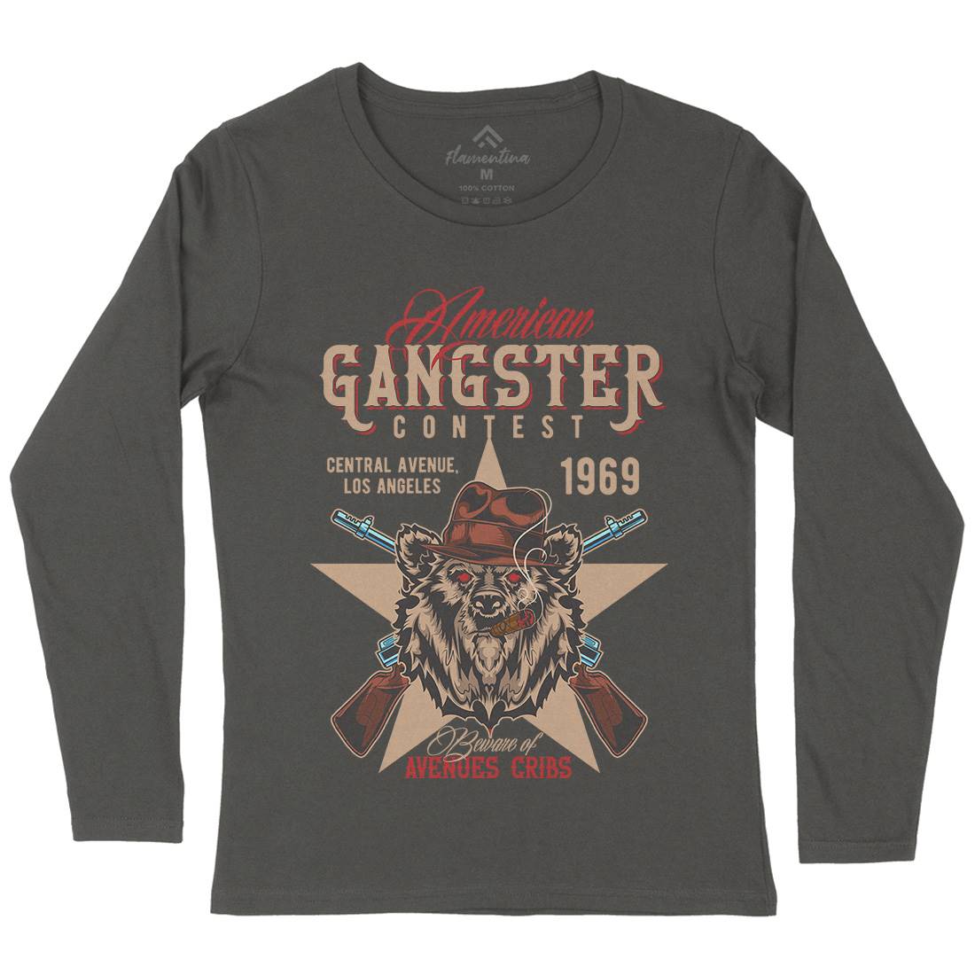 Gangster Womens Long Sleeve T-Shirt American B128