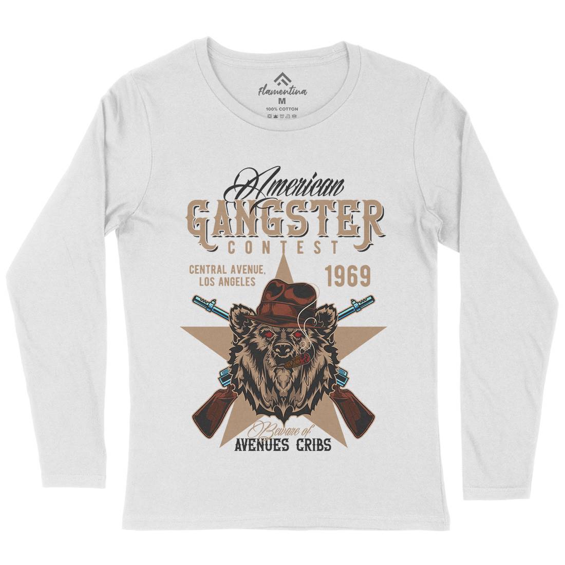 Gangster Womens Long Sleeve T-Shirt American B128