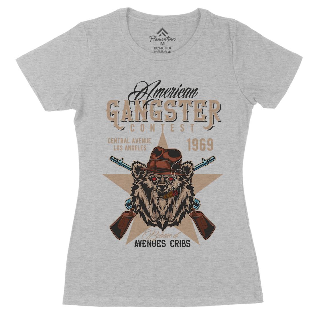 Gangster Womens Organic Crew Neck T-Shirt American B128