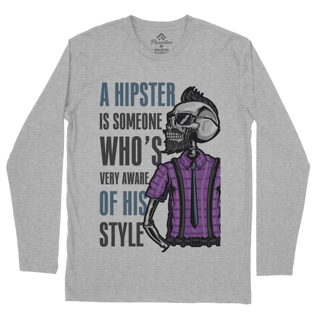 Hipster Mens Long Sleeve T-Shirt Barber B131