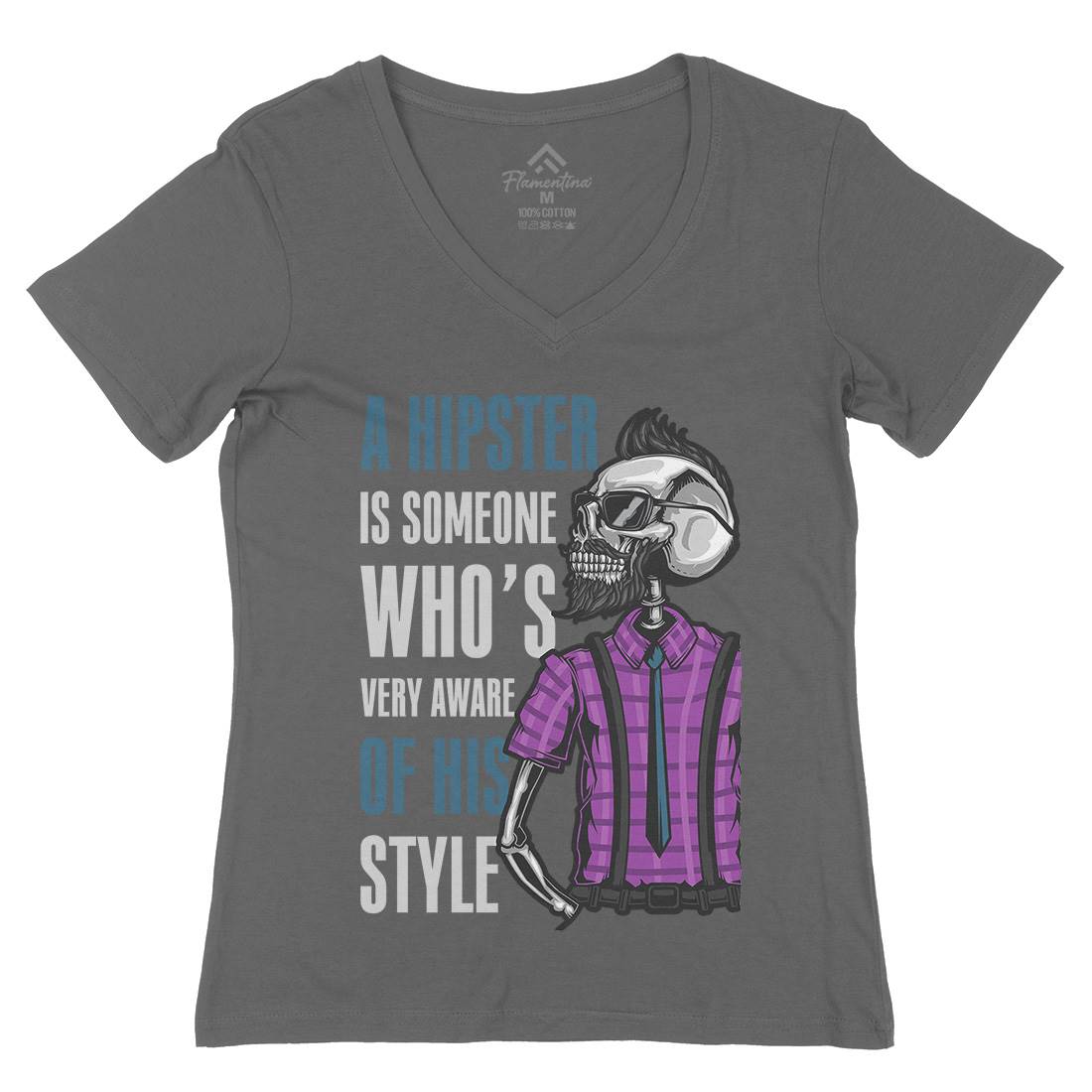 Hipster Womens Organic V-Neck T-Shirt Barber B131