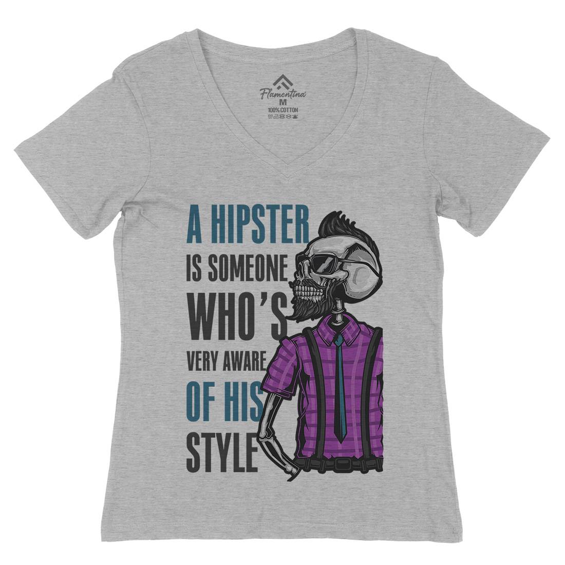 Hipster Womens Organic V-Neck T-Shirt Barber B131
