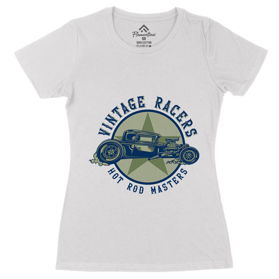 Hotrod Womens Organic Crew Neck T-Shirt Cars B134