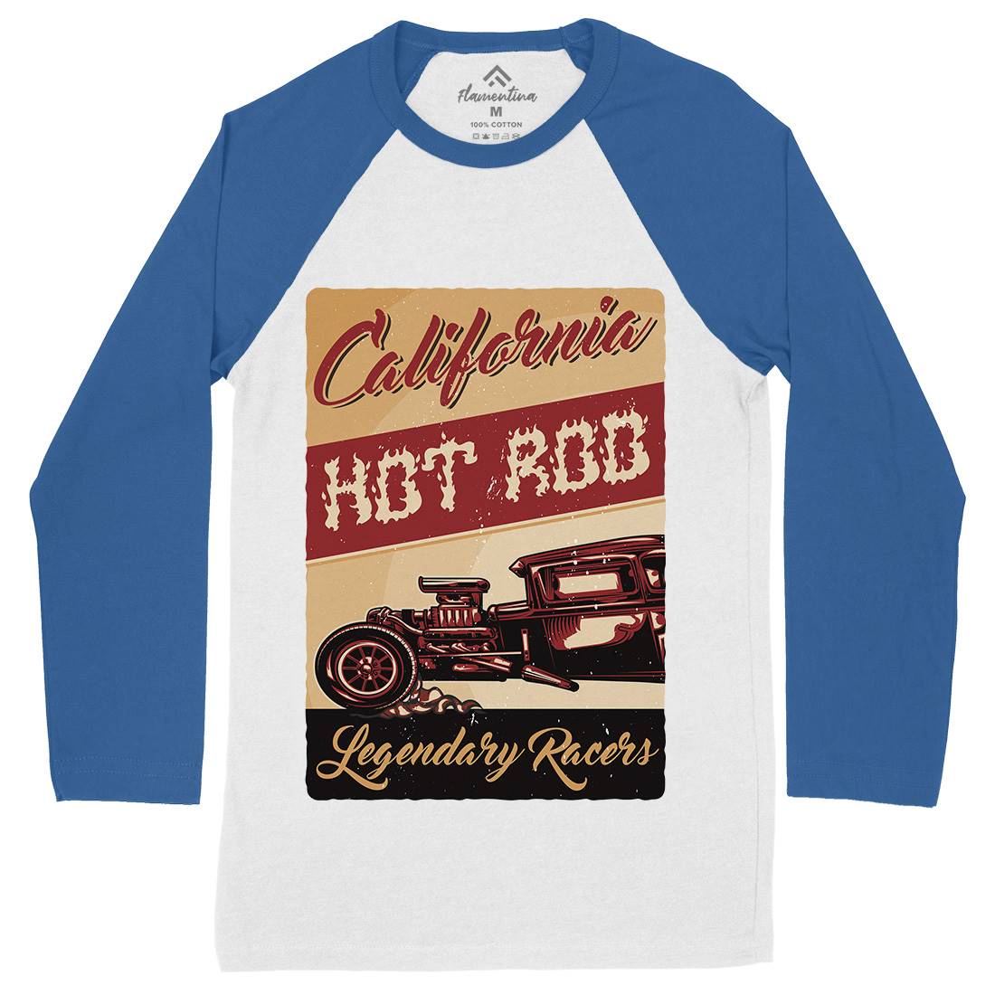 Hotrod Mens Long Sleeve Baseball T-Shirt Cars B135
