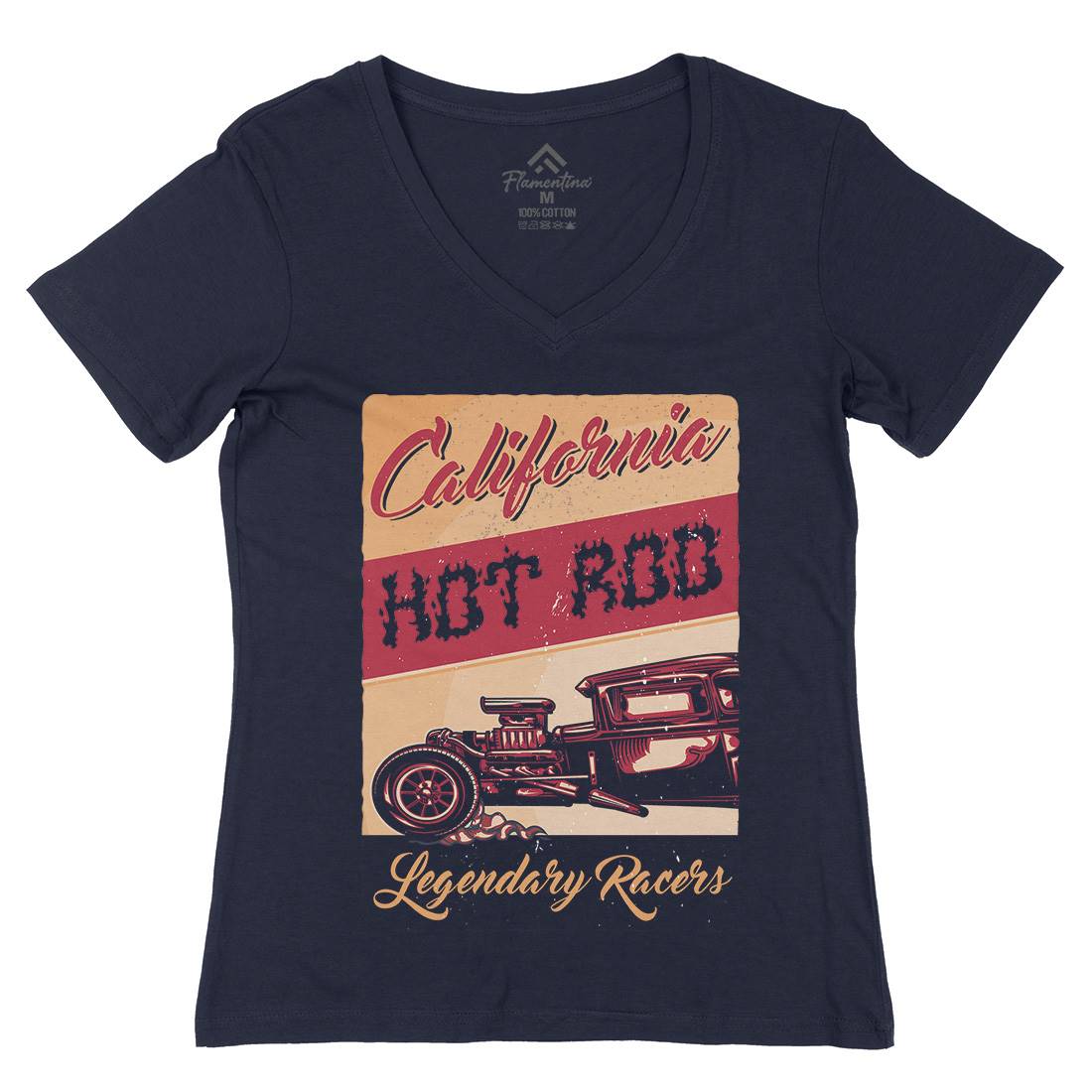 Hotrod Womens Organic V-Neck T-Shirt Cars B135